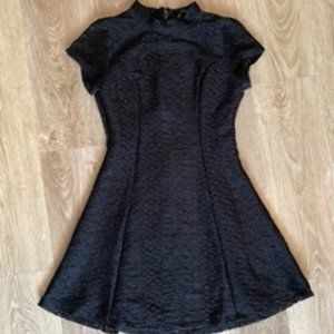 Zara High Neck Lace Mini Little Black Dress